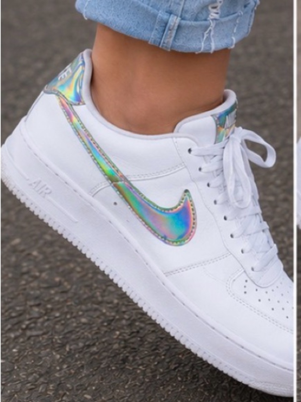 Nike Air Force 1 Low-Top Iridescent Swoosh Sneakers - Size 9 - Picture 9 of 9